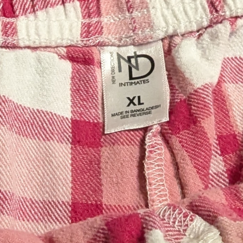 NEW DIRECTIONS Womens Pink and White button down Plaid Pajama Set size XL - Picture 4 of 15